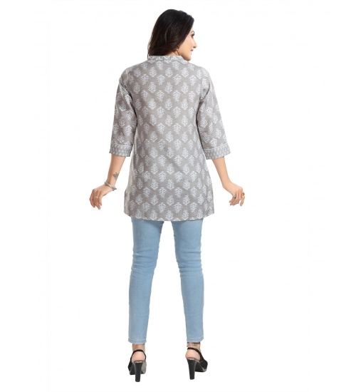 Generic Women's 3/4th Sleeve Viscose Blend Tunic Short Top (Grey)