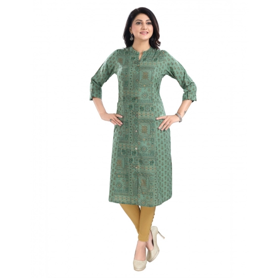 Generic Women's 3/4th Sleeve Viscose Tunic Long Kurti (Green) Generic Women's 3/4th Sleeve Viscose Tunic Long Kurti (Green)