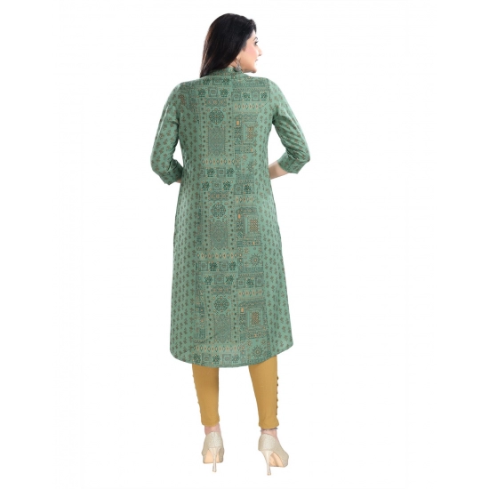 Generic Women's 3/4th Sleeve Viscose Tunic Long Kurti (Green) Generic Women's 3/4th Sleeve Viscose Tunic Long Kurti (Green)