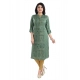 Generic Women's 3/4th Sleeve Viscose Tunic Long Kurti (Green)