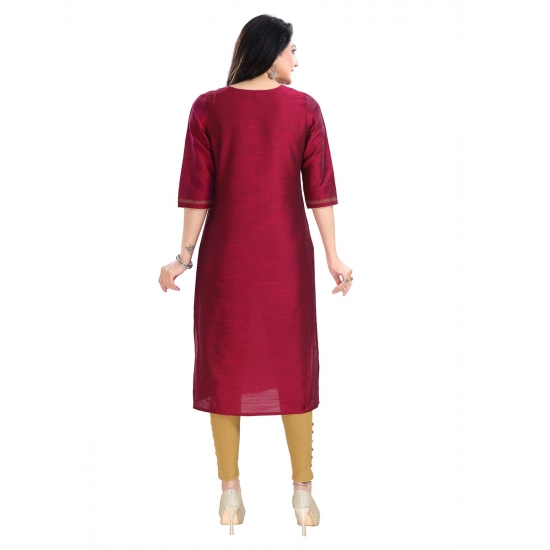 Generic Women's 3/4th Sleeve Silk Blend Tunic Long Kurti (Majenta) Generic Women's 3/4th Sleeve Silk Blend Tunic Long Kurti (Majenta)