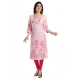 Generic Women's 3/4th Sleeve Viscose Blend Tunic Long Kurti (Pink)