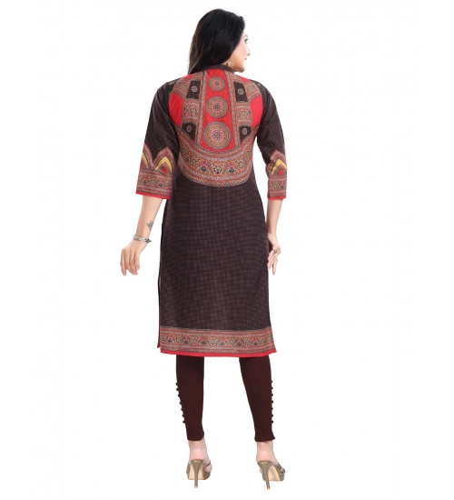 Generic Women's 3/4th Sleeve Cotton Blend Tunic Long Kurti (Multicolor)