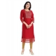 Generic Women's 3/4th Sleeve Silk Blend Tunic Long Kurti (Red)