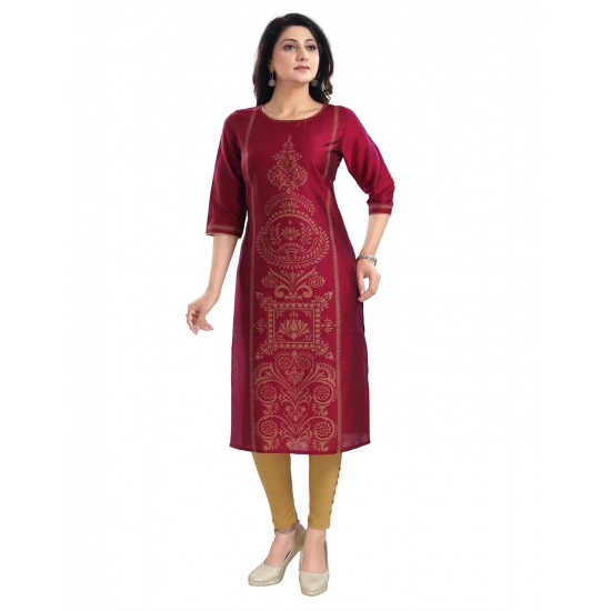 Generic Women's 3/4th Sleeve Silk Blend Tunic Long Kurti (Majenta) Generic Women's 3/4th Sleeve Silk Blend Tunic Long Kurti (Majenta)