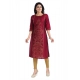 Generic Women's 3/4th Sleeve Silk Blend Tunic Long Kurti (Majenta)