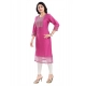 Generic Women's 3/4th Sleeve Silk Blend Tunic Long Kurti (Purple)