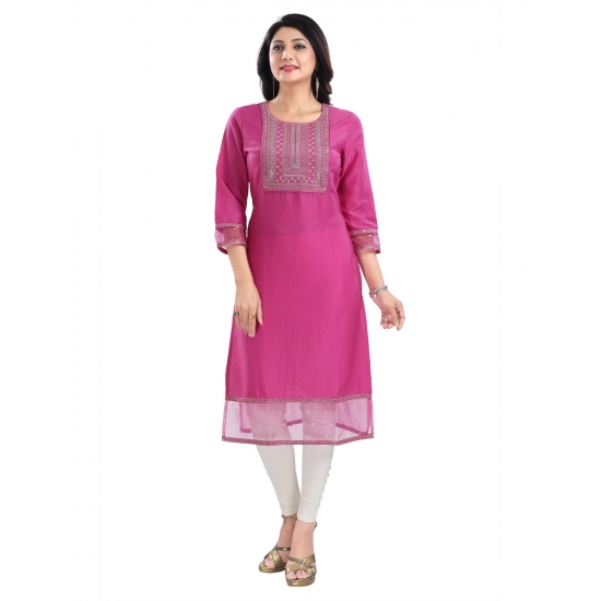Generic Women's 3/4th Sleeve Silk Blend Tunic Long Kurti (Purple) Generic Women's 3/4th Sleeve Silk Blend Tunic Long Kurti (Purple)