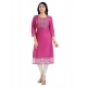 Generic Women's 3/4th Sleeve Silk Blend Tunic Long Kurti (Purple)