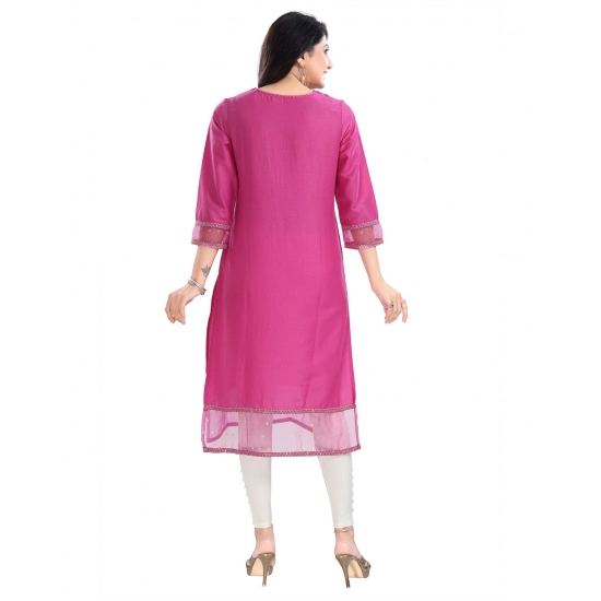 Generic Women's 3/4th Sleeve Silk Blend Tunic Long Kurti (Purple) Generic Women's 3/4th Sleeve Silk Blend Tunic Long Kurti (Purple)