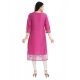 Generic Women's 3/4th Sleeve Silk Blend Tunic Long Kurti (Purple)