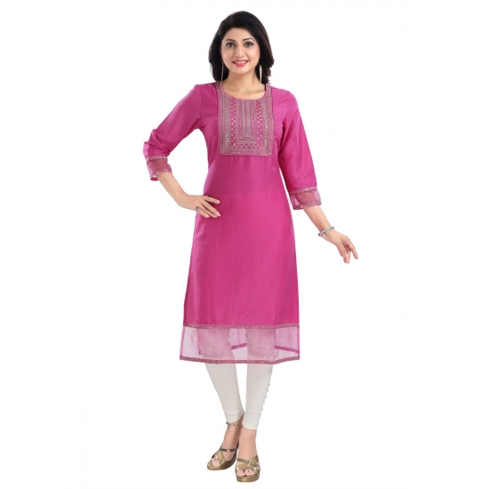 Generic Women's 3/4th Sleeve Silk Blend Tunic Long Kurti (Purple) Generic Women's 3/4th Sleeve Silk Blend Tunic Long Kurti (Purple)