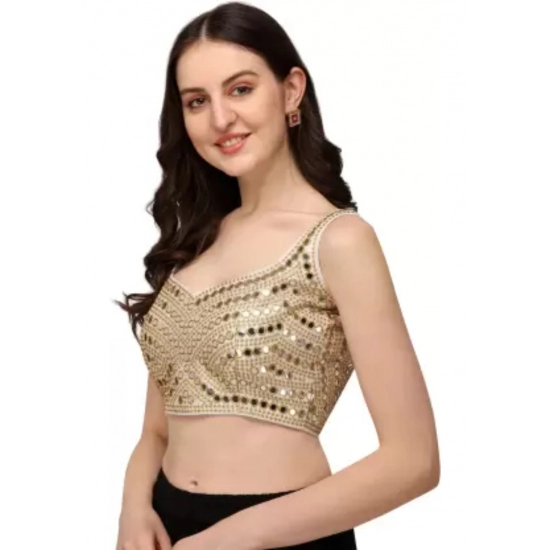 Generic Women's Embriodered Cotton Lycra Padded Readymade Blouse (White, Free Size)