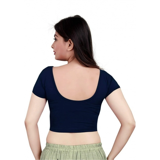 Generic Women's Short Sleeve Cotton Lycra Readymade Blouse (Navy Blue, Free Size) Generic Women's Short Sleeve Cotton Lycra Readymade Blouse (Navy Blue, Free Size)