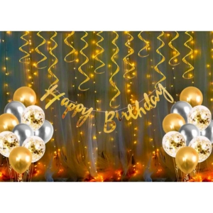 Generic Happy Birthday Decoration Kit Combo With Fairy Led Light (Multicolor)