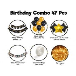 Generic Happy Birthday Decoration Combo Of Foil Curtain, Banner And Balloons (Multicolor)