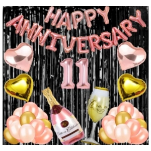 Generic 11Th Anniversary Rose Gold Foil Balloons With Happy Decoration Items Set (Rose Gold) Generic 11Th Anniversary Rose Gold Foil Balloons With Happy Decoration Items Set (Rose Gold)
