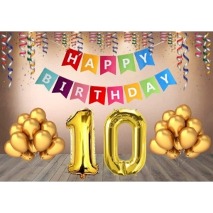 Generic 10Th Happy Birthday Decoration Combo With Multi Color Banner (Multicolor) Generic 10Th Happy Birthday Decoration Combo With Multi Color Banner (Multicolor)