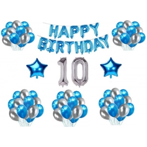 Generic 10Th Happy Birthday Decoration Combo With Foil And Star Balloons (Blue, Silver) Generic 10Th Happy Birthday Decoration Combo With Foil And Star Balloons (Blue, Silver)