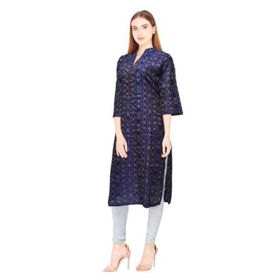 Generic Women's Sambalpuri Certified Handloom Chiffon Straight Kurti (Navy Blue) Generic Women's Sambalpuri Certified Handloom Chiffon Straight Kurti (Navy Blue)