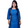 Generic Women's Sambalpuri Certified Handloom Cotton A-Line Kurti (Blue)