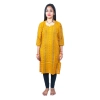 Generic Women's Sambalpuri Certified Handloom Pure Cotton Straight Kurti (Yellow)