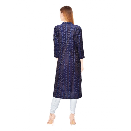 Generic Women's Sambalpuri Certified Handloom Chiffon Straight Kurti (Navy Blue) Generic Women's Sambalpuri Certified Handloom Chiffon Straight Kurti (Navy Blue)