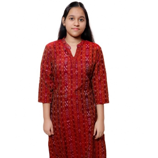 Generic Women's Sambalpuri Certified Handloom Cotton Straight Kurti (Maroon) Generic Women's Sambalpuri Certified Handloom Cotton Straight Kurti (Maroon)