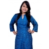 Generic Women's Sambalpuri Certified Handloom Cotton A-Line Kurti (Blue)