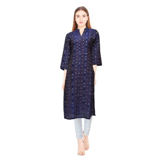 Generic Women's Sambalpuri Certified Handloom Chiffon Straight Kurti (Navy Blue) Generic Women's Sambalpuri Certified Handloom Chiffon Straight Kurti (Navy Blue)
