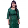 Generic Women's Sambalpuri Certified Handloom Pure Cotton Straight Kurti (Green)