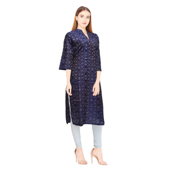 Generic Women's Sambalpuri Certified Handloom Chiffon Straight Kurti (Navy Blue) Generic Women's Sambalpuri Certified Handloom Chiffon Straight Kurti (Navy Blue)
