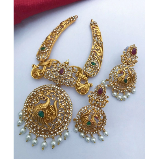 Generic Women's Gold Plated Traditional Necklace and Earrings Set (Multi Color, Free Size) Generic Women's Gold Plated Traditional Necklace and Earrings Set (Multi Color, Free Size)