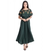 Generic Women's Crepe Embroidery Pattern Sleeveless Full Length Gown(Green)