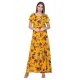 Generic Women's Crepe Floral Sleeveless Full Length Gown(Yellow)