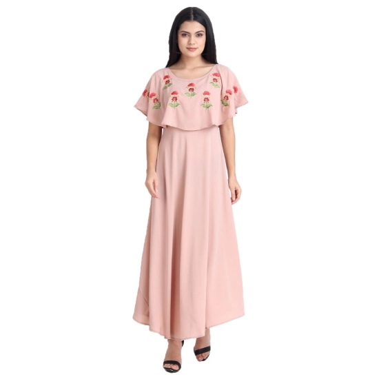 Generic Women's Crepe Embroidery Pattern Sleeveless Full Length Gown(Pink) Generic Women's Crepe Embroidery Pattern Sleeveless Full Length Gown(Pink)