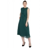 Generic Women's Georgette Solid Sleeveless Full Length Gown(Green)