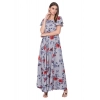 Generic Women's Crepe Floral Sleeveless Full Length Gown(Grey)