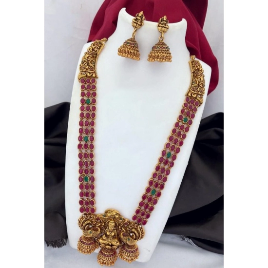 Generic Women's Elegent And Delicate Laxmi Necklace Jewellery Set (Red, Free Size)