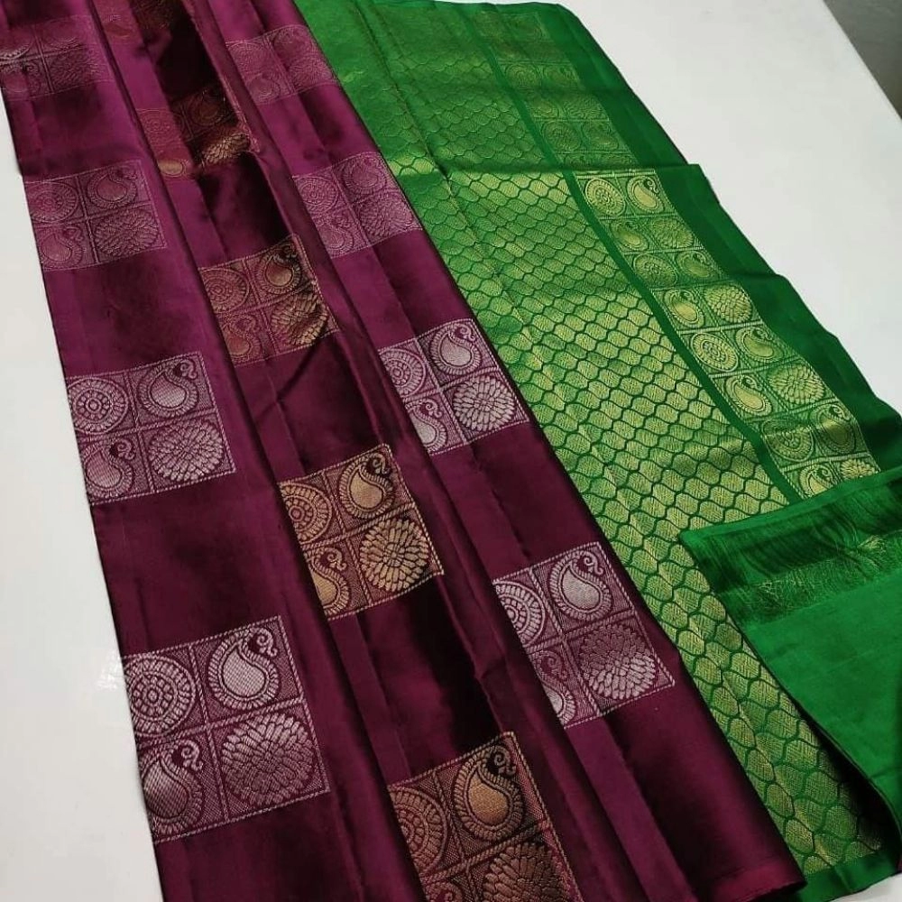 Generic Women's Borderless Kanjivaram Silk Sarees With Unstitched Blouse (Brown) Generic Women's Borderless Kanjivaram Silk Sarees With Unstitched Blouse (Brown)