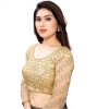 Generic Women's 3/4th Sleeve Silk Blend Readymade Blouse (Beige, Free Size: Up To 34 Inch)