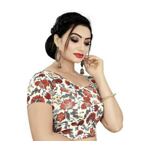 Generic Women's Short Sleeve Lycra Blend Readymade Blouse (Multi Color, Free Size: Up To 34 Inch)
