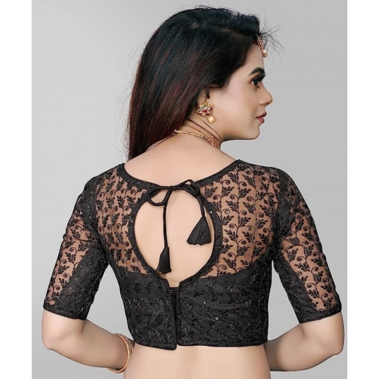 Generic Women's Half Sleeve Net Readymade Blouse (Black, Free Size: Up To 34 Inch) Generic Women's Half Sleeve Net Readymade Blouse (Black, Free Size: Up To 34 Inch)
