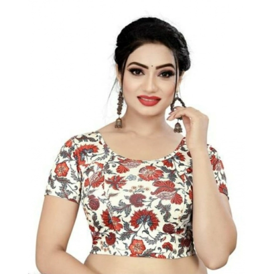Generic Women's Short Sleeve Lycra Blend Readymade Blouse (Multi Color, Free Size: Up To 34 Inch)