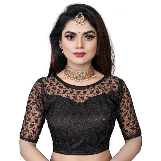 Generic Women's Half Sleeve Net Readymade Blouse (Black, Free Size: Up To 34 Inch) Generic Women's Half Sleeve Net Readymade Blouse (Black, Free Size: Up To 34 Inch)