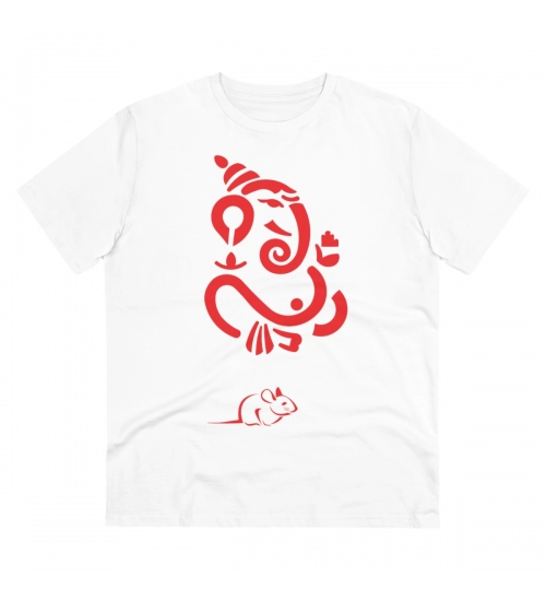 Generic Men's PC Cotton Ganesh Printed T Shirt (Color: White, Thread Count: 180GSM)