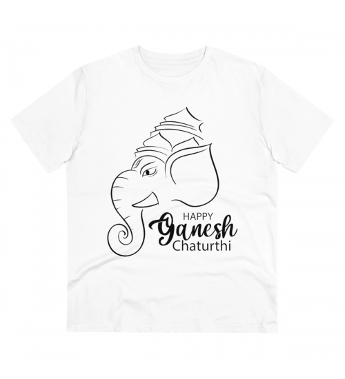 Generic Men's PC Cotton Ganesh Printed T Shirt (Color: White, Thread Count: 180GSM)