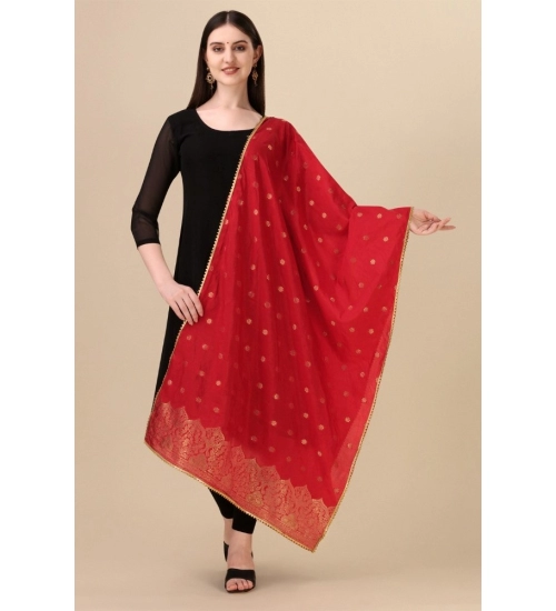 Generic Women's Silk Pure Zari weaving Duppatta (Red, Length: 2-2.3 Mtrs) Generic Women's Silk Pure Zari weaving Duppatta (Red, Length: 2-2.3 Mtrs)