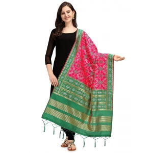 Generic Women's Silk Pure weaving Work Duppatta (Pink, Length: 2-2.3 Mtrs)