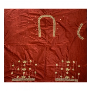 Generic Women's Cotton Silk Self Design Unstitched Blouse Piece (Maroon, 80-100 cm)